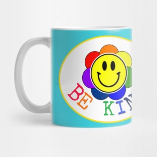 Be Kind Rainbow Smiley Face Flower Mug